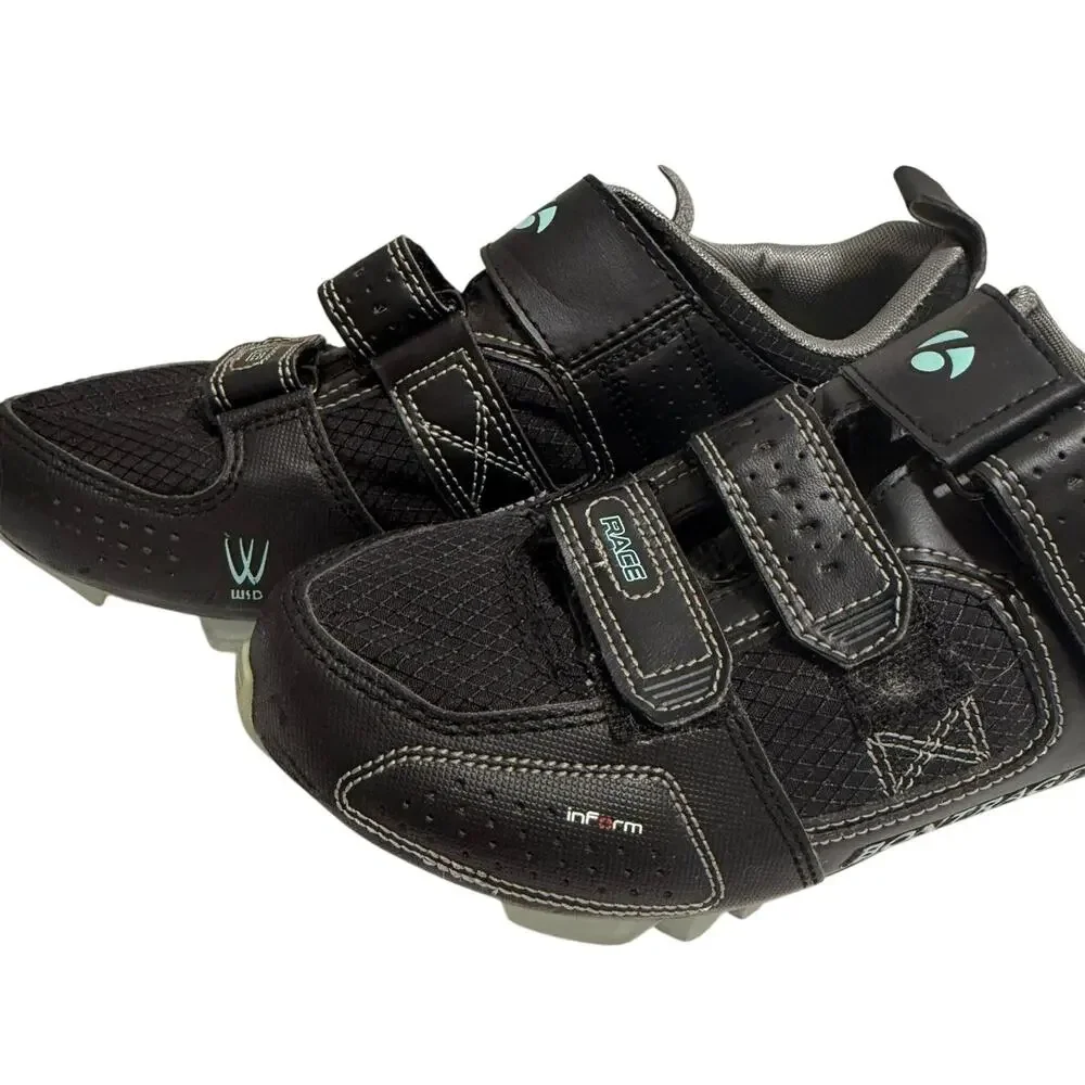 Bontrager Road Cycling Shoes US Size 6.5 Black & Teal Inform Footbed
